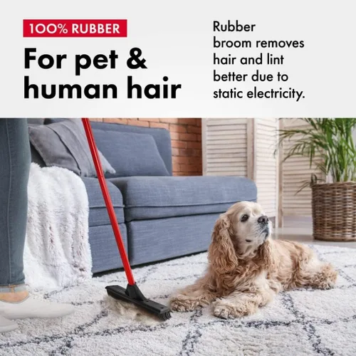 Miniatura 3 de Escoba de goma para eliminar el pelo de mascotas con escoba integrada – Rastrillo de alfombra para depilación de mascotas en suelos de madera dura