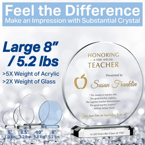 Miniatura 5 de Placa de cristal personalizada de agradecimiento para profesores, grabada a medida con el nombre del profesor y del dador de regalos, regalo único