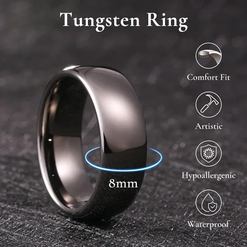 Miniatura 61 de King Will Alianza de boda de carburo de tungsteno para hombres y mujeres, anillos de promesa para parejas abovedados de alto pulido