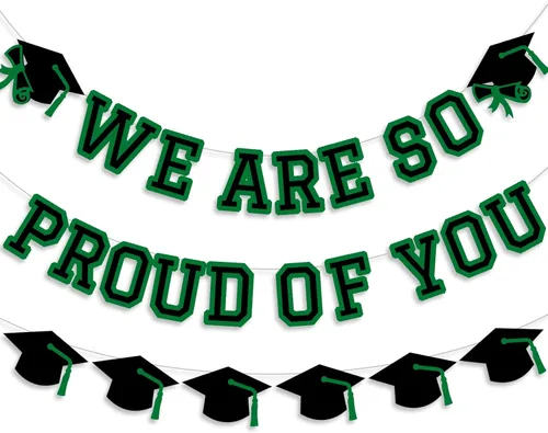 Miniatura 14 de Letrero con texto en inglés «We Are So Proud Of You», decoración para fiesta de graduación, guirnalda de tapa de felicitaciones, letrero de pared