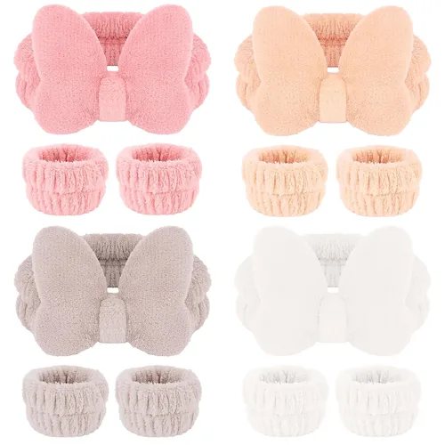 Miniatura 9 de CIEHER 12 PCS Diademas de Maquillaje para Mujeres Muñequeras Bandas de Lavado Scrunchies Puños para Lavar la Cara, Banda de Cabello Suave con Lazo a