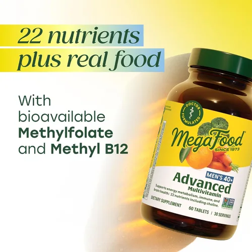 Miniatura 4 de MegaFood Multivitamínico avanzado para hombres de más de 40 años – Formulado por Dr. – Colina, vitamina B, vitamina C, vitamina D, zinc y alimentos