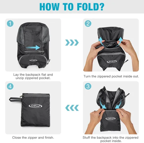 Miniatura 3 de G4Free, mochila pequeña y plegable, liviana y casual, para ir de camping o para exteriores, para adultos y niños (11 L)