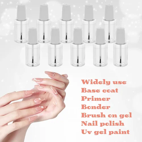 Miniatura 6 de NICENEEDED Botellas vacías de esmalte de uñas, contenedor de esmalte de uñas de plástico recargable, botellas de esmalte de uñas transparentes