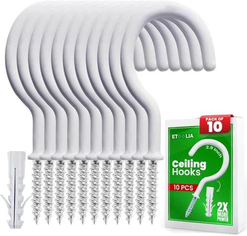 Miniatura 15 de 75 piezas de ganchos de techo para colgar plantas, tazas, utensilios con revestimiento de vinilo, ganchos para roscar en tazas para madera y paneles