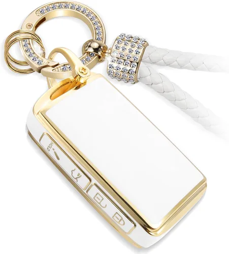 Miniatura 30 de Funda para llavero Jeep con llavero trenzado de diamante de lujo, funda suave mejorada para Wrangler Rubicon Gladiator JL JLU JT Sahara JLU Flip