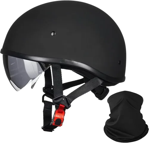 Miniatura 8 de ILM - Casco de motocicleta con protector solar, correa de liberación rápida, media cara, apto para crucero, scooter, DOT aprobado 883V