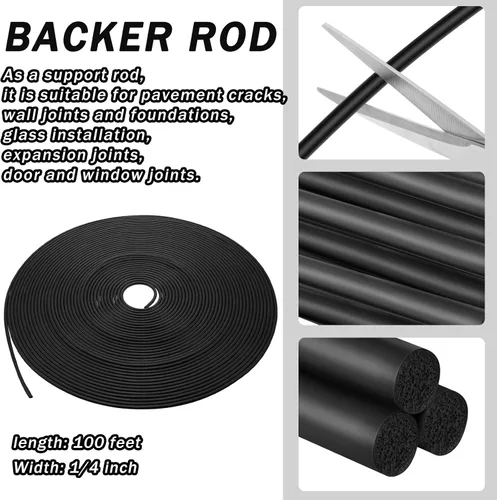 Miniatura 2 de Frienda Backer Rod - Sello de espuma de goma para calafateo para juntas de expansión, para espacios y juntas (gris, 1/2 pulgada x 20 pies)