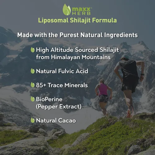 Miniatura 3 de Maxx Herb Pure Himalayan Shilajit - Fórmula liposomal líquida con pimienta negra, bioperina y cacao, refuerzo de energía y apoyo inmunológico, más