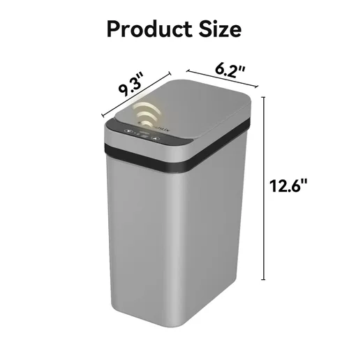 Miniatura 2 de FRESHLIX - Juego de 3 cubos de basura para baño de 10 litros, pequeños cubos de basura automáticos sin contacto con sensor de movimiento, delgados