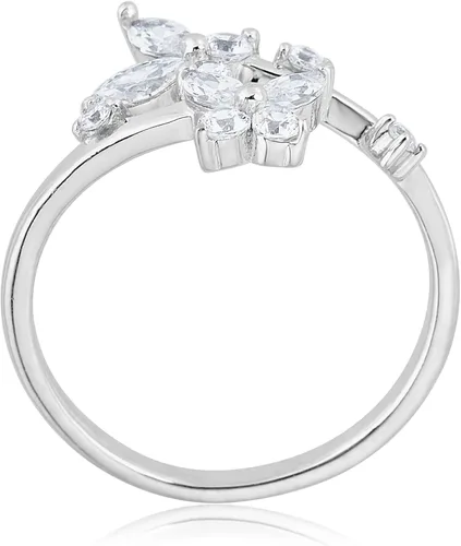 Miniatura 2 de AVORA Anillo de dedo del pie de mariposa ajustable de plata de ley 925 con circonita de diamante simulado