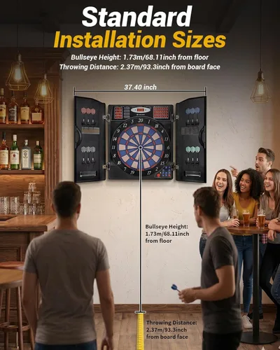 Miniatura 7 de WIN.MAX Electronic Dart Board, Soft Tip Dartboard Cabinet Set for Adults, LED Scoring Dartboard with 38 Games & 211 Variants, Up to 16 Players, 12