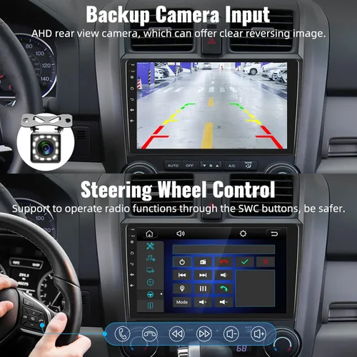 Miniatura 7 de Estéreo de coche para Honda CRV 2007-2011 Radio de coche, reproductor de MP5 con Apple Carplay Android Auto Mirror Link, 9 pulgadas pantalla táctil