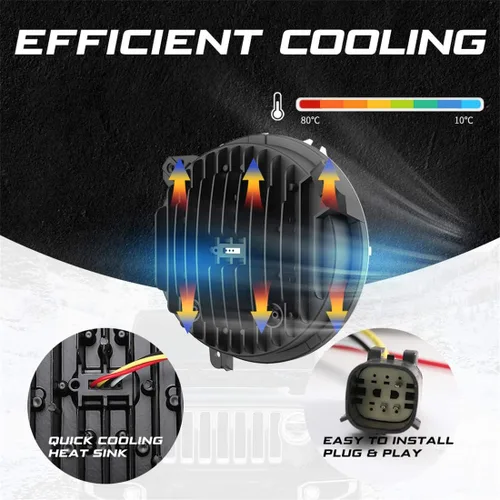 Miniatura 6 de KIWI MASTER - Faros delanteros LED redondos de 9.0 pulgadas para Jeep Wrangler JL 2018 2019, Modelo2