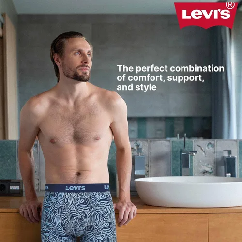 Miniatura 4 de Levi's Calzoncillos tipo bóxer para hombre, algodón elástico transpirable para hombre, paquete de 3