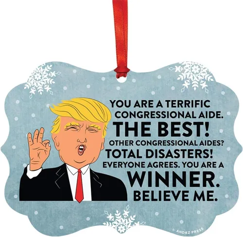Miniatura 34 de Andaz Press Presidente Donald Trump Fancy Frame Recuerdo Adorno de Navidad Regalo de broma Ejecutivo de Cuenta, 1 paquete, Divertidas Ideas