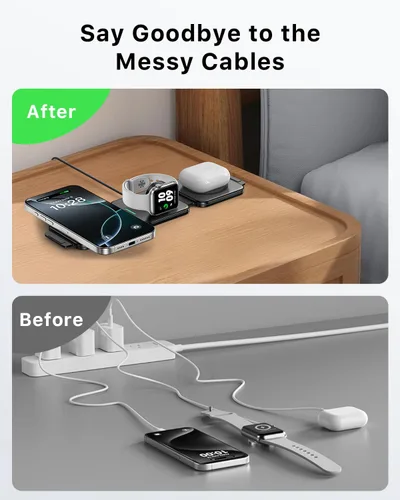 Miniatura 5 de Estación de carga inalámbrica magnética plegable 3 en 1 para dispositivos Apple, organizador de viaje y escritorio compatible con iPhone 17-12