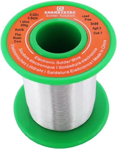 Alambre de soldadura fino Núcleo de colofonia de calibre fino Electrónica Soldadura sin plomo 0.02 7.05oz Soldadura eléctrica de plata 0.024 in 7.05