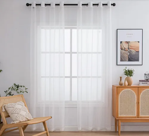 Miniatura 30 de PI - Cortinas traslúcidas con paneles pequeños, cortina transparente para ventana de cocina, mirador, 2 paneles
