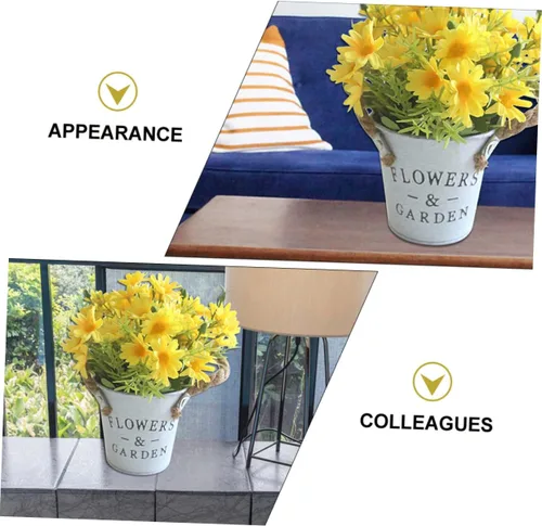 Miniatura 6 de ARTIBETTER 1 pieza de margarita de hierro con cuerda de hierro para decoración de mesa para Salas de Casa falsa margarita bonsái amarillo flores