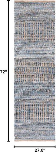 Miniatura 2 de SAFAVIEH Cape Cod Collection - Alfombra de pasillo, 2 pies 3 pulgadas x 6 pies, natural y azul, hecha a mano, tejido plano costero trenzado, ideal