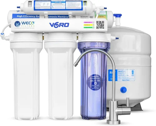 WECO VGRO Sistema de filtración de agua potable de ósmosis inversa de alta eficiencia para debajo del fregadero de 36 galones por día con kit de