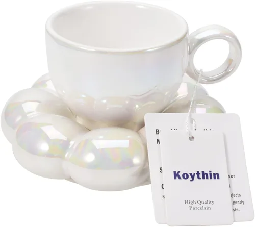 Koythin Taza de Café de Cerámica con Juego de Platillo, Taza Creativa y Bonita con Posavasos de Girasol para Oficina y Hogar, 6.5 oz/200 ml para Té