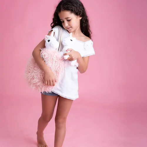 Miniatura 3 de Perfectto Design Juguetes de unicornio para niñas de 3, 4, 5 años. Set de 4 piezas - Animal de peluche mamá bebé, bolso y una manta para muñeca.