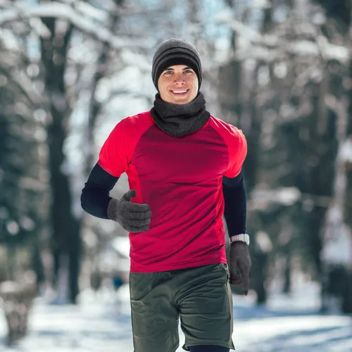 Miniatura 6 de Gorro de invierno para hombre, bufanda de punto cálida y guantes de pantalla táctil, 3 piezas
