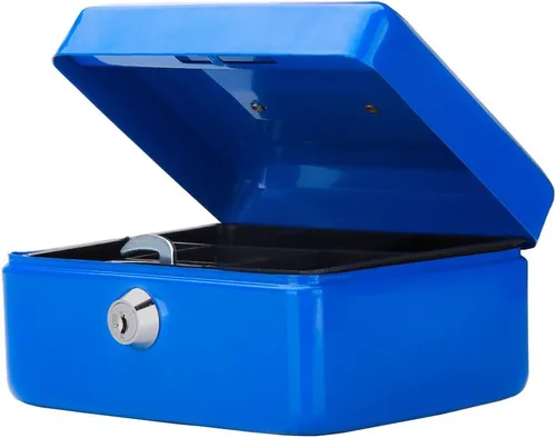 Miniatura 17 de Decaller - Caja de dinero pequeña con cerradura de llave, caja de dinero de metal portátil con doble capa y 2 llaves para seguridad, negro, 6 x 4