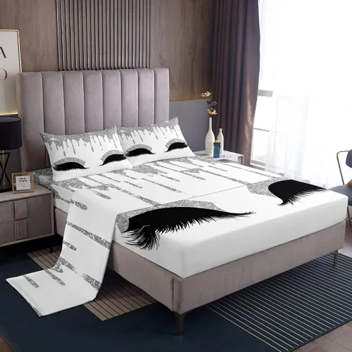 Miniatura 12 de Feelyou Sábanas de cama de lujo para niñas, juego de ropa de cama de lujo para niñas, juego de ropa de cama rosa jade ultra suave decoración