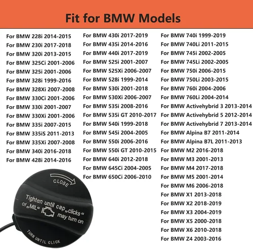 Miniatura 3 de Tapa del depósito de combustible, tapa de gas para BMW X1 X2 X3 X4 X5 X6 128i 135i 320i 330i 528i 530i 535i 335i 428i 645ci 650i 740i 750Li M2 M3 M4