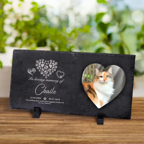 Miniatura 24 de Farfume Piedras conmemorativas personalizadas para mascotas con foto y texto Marcadores personalizados para tumbas para mascotas Lápidas