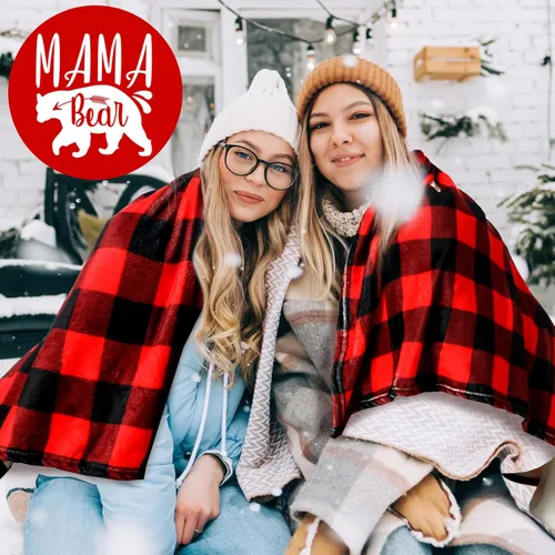 Miniatura 6 de VitalCozy 2 piezas de pantuflas de mamá oso regalo para mamá, mamá, oso, manta a cuadros de búfalo para asistentes administrativos, manta de regalo