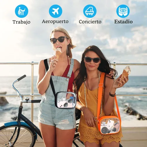 Miniatura 7 de Bolso cruzado transparente aprobado por estadios para mujer con correa ajustable para conciertos y festivales deportivos Negro-g4