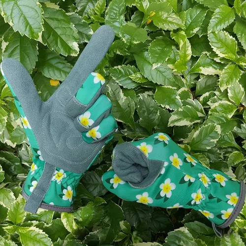 Miniatura 6 de SKYDEER Guantes de jardinería de piel de ciervo genuina para mujer, ultrasuaves y acolchados, ajuste cómodo para el trabajo (SD6611/M)