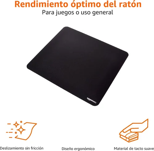 Miniatura 3 de Amazon Basics Alfombrilla de ratón cuadrada grande para computadora, tela y base de goma, 17.7L x 15.7A pulgadas, negro
