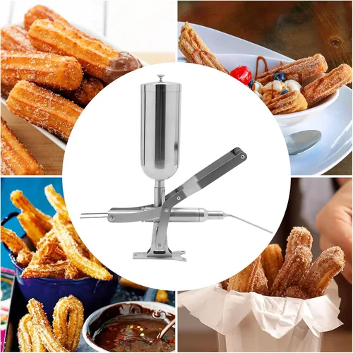 Miniatura 6 de Máquina de llenado manual de churro español de 5L, máquina de llenado de donas de mano comercial Máquina de llenado de pasteles de acero inoxidable