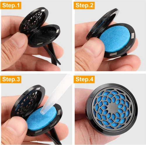 Miniatura 4 de Tatuo 2 piezas 316l difusor de aceite esencial de aromaterapia para automóvil, ambientador, clip de ventilación con 48 almohadillas de fieltro