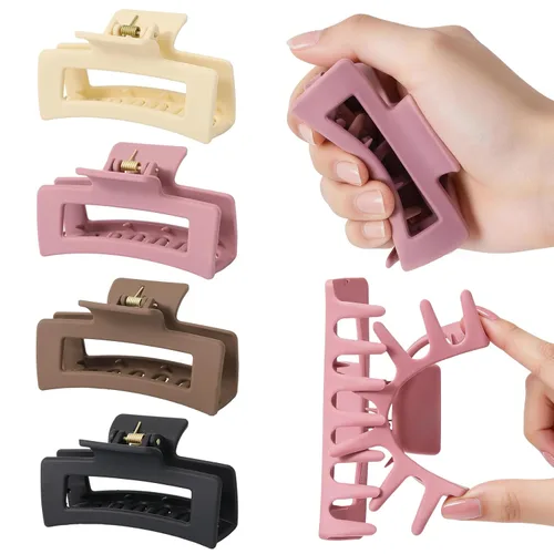 Miniatura 11 de Auseibeely 6 pinzas para el cabello a cuadros para mujer, 3.35 pulgadas, pinzas cuadradas medianas para cabello fino, bonitos accesorios