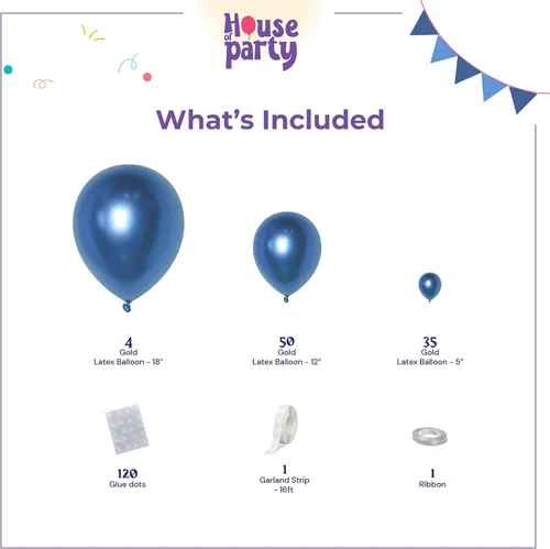 Miniatura 2 de HOUSE OF PARTY Globos azules metálicos: guirnalda de globos azules, globos metálicos azules de 5/12/18 pulgadas para decoraciones de graduación