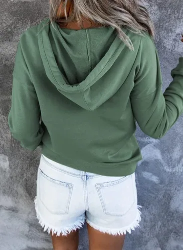 Miniatura 2 de Dokotoo - Sudaderas con capucha para mujer, con cuello de botón y cordón de ajuste, sudaderas casuales de manga larga