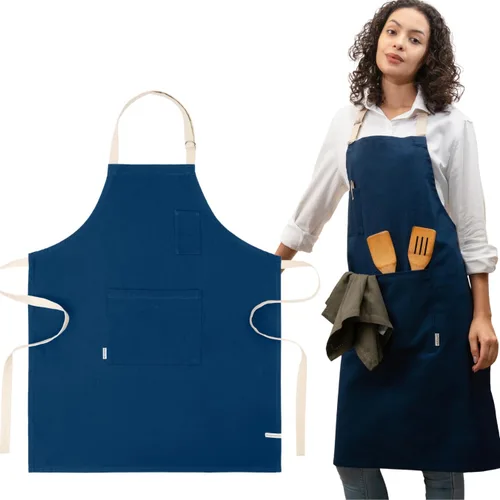 Miniatura 14 de Cotton Canvas Apron for Women & Men – Adjustable Neck Strap & Waist Ties with Pockets