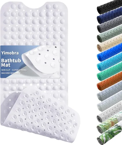 Miniatura 18 de Yimobra - Tapete original para bañera antideslizante extralargo con ventosas grandes y agujeros de drenaje, lavable a máquina