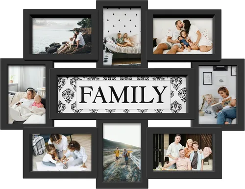 Miniatura 8 de Jerry & Maggie Marco de fotos familiar de 8 aperturas de 4 x 6 marcos para decoración de pared familiar, marcos de fotos de PVC para galería