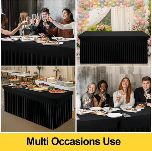 Miniatura 8 de Smiry Mantel de Spandex Paquete de 6, Mantel Elástico Ajustable Extensible para Mesas Rectangulares de 4 Pies, Cubierta de Mesa Impermeable Lavable