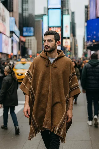 Miniatura 14 de Gamboa Poncho de alpaca para hombre Pancho mexicano con capucha vaquero y ponchos occidentales manta para adultos