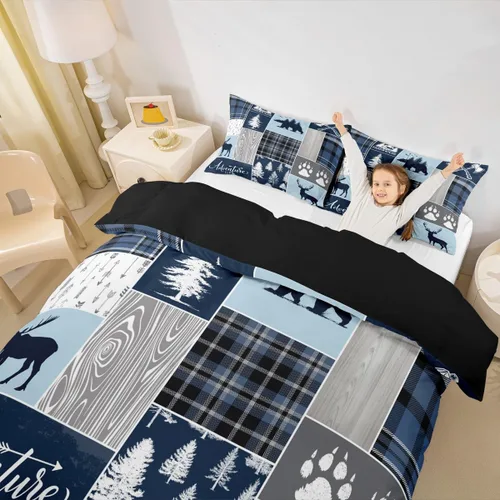 Miniatura 34 de Erosebridal Juego de ropa de cama de pingüinos, funda de edredón de animales antárticos para niños y niñas, funda de edredón estilo caricatura