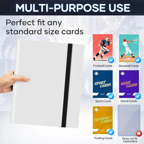 Miniatura 6 de Carpeta de Cartas Coleccionables, Carpeta de Álbum de Cartas Tipo Libro Apta para MTG Béisbol Fútbol Americano Cartas Deportivas, Carpeta de Blanco