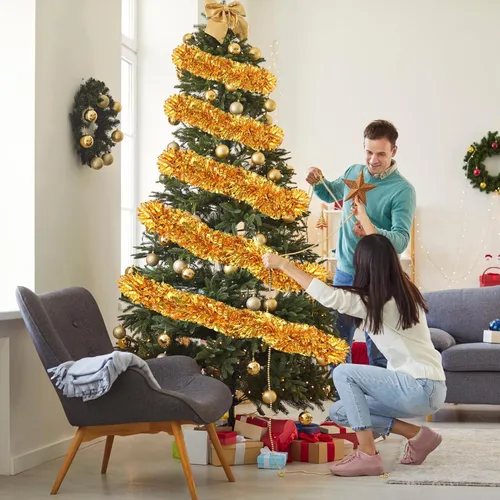 Miniatura 4 de Guirnalda de oropel de Navidad de 33 pies, guirnalda gruesa de oropel para decoración del árbol de Navidad, guirnalda metálica para Navidad